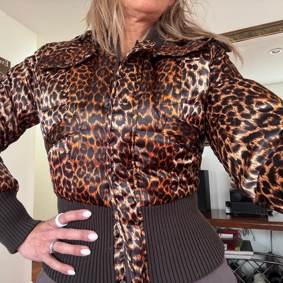 Marciano Leopard Print Puffer Jacket with Black Fur Hood - Picture 5 of 8